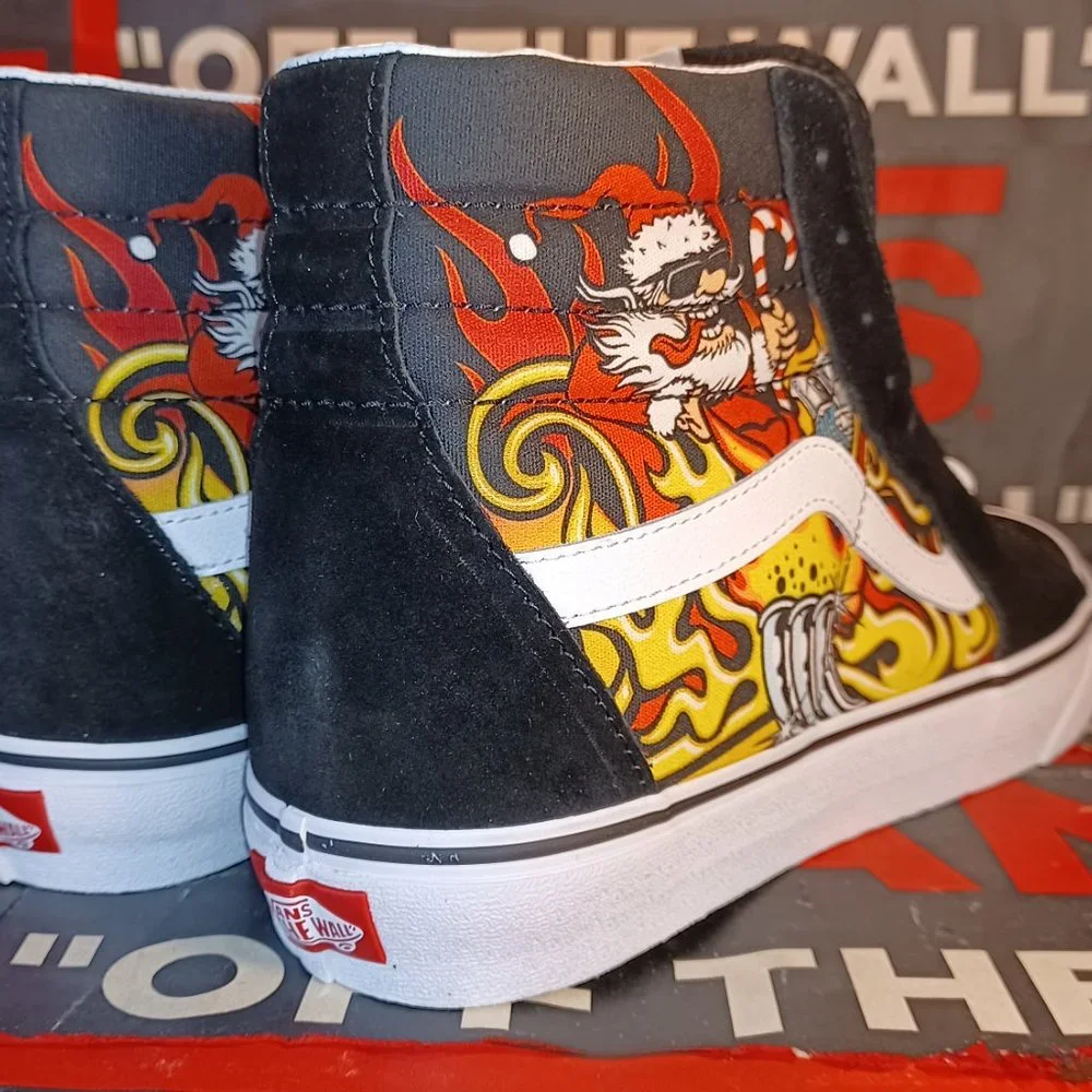 Vans Sk8-Hi Santa Flame Suede Canvas Black Men's 10 VN0A5HZZA5P